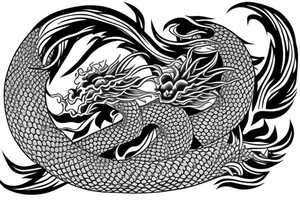 japanese dragon with lily tattoo idea