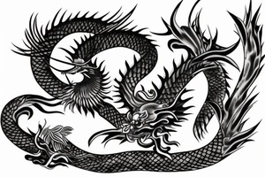 japanese dragon with lily tattoo idea