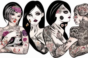 2 Girls 1 Boy Sleeve tattoo idea