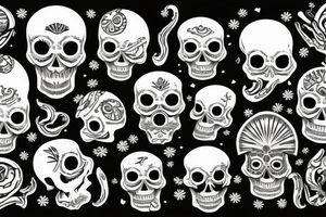 Skull with coconut and sea tattoo idea