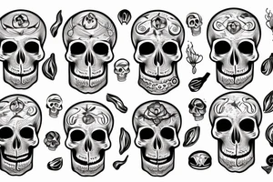 Skull with coconut and sea tattoo idea