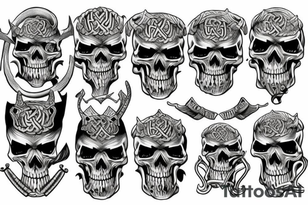 Norse skull guns tattoo idea