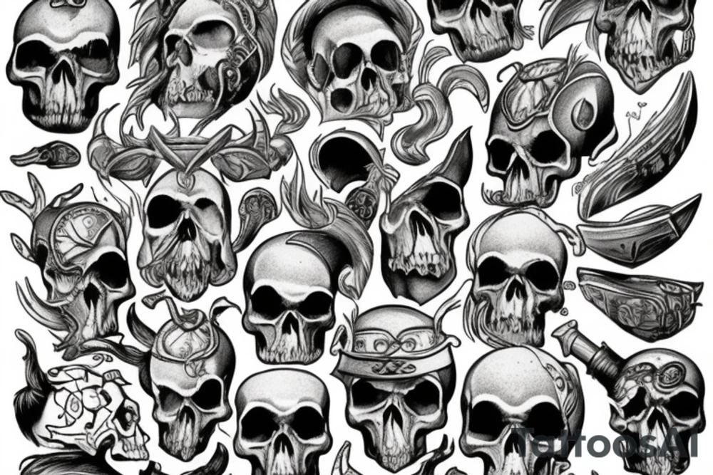 Norse skull guns tattoo idea