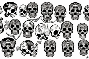 Skull with coconut and sea tattoo idea