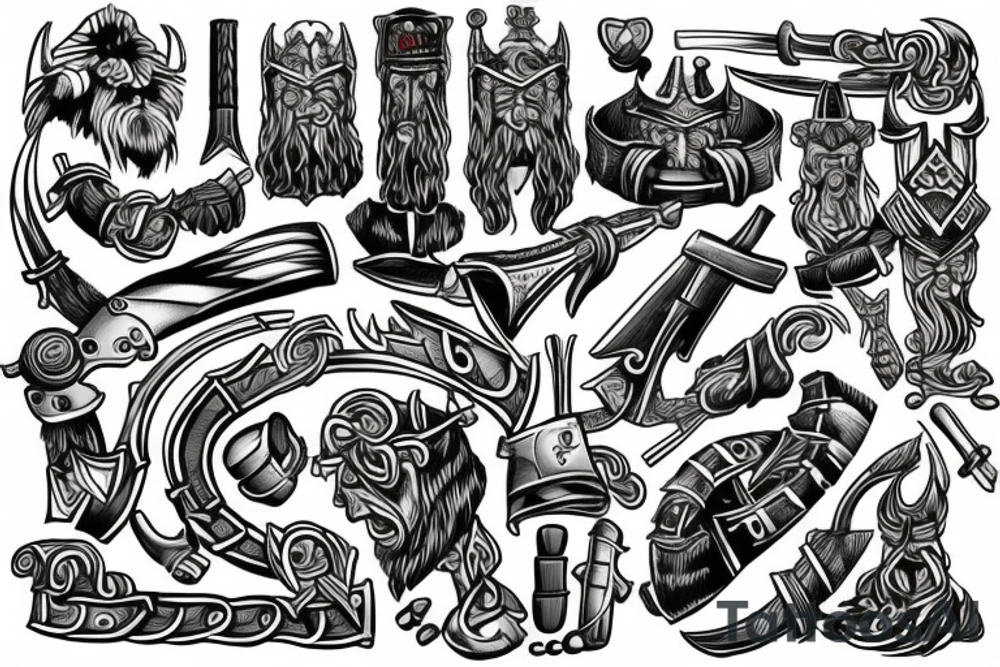 Norse viking guns tattoo idea