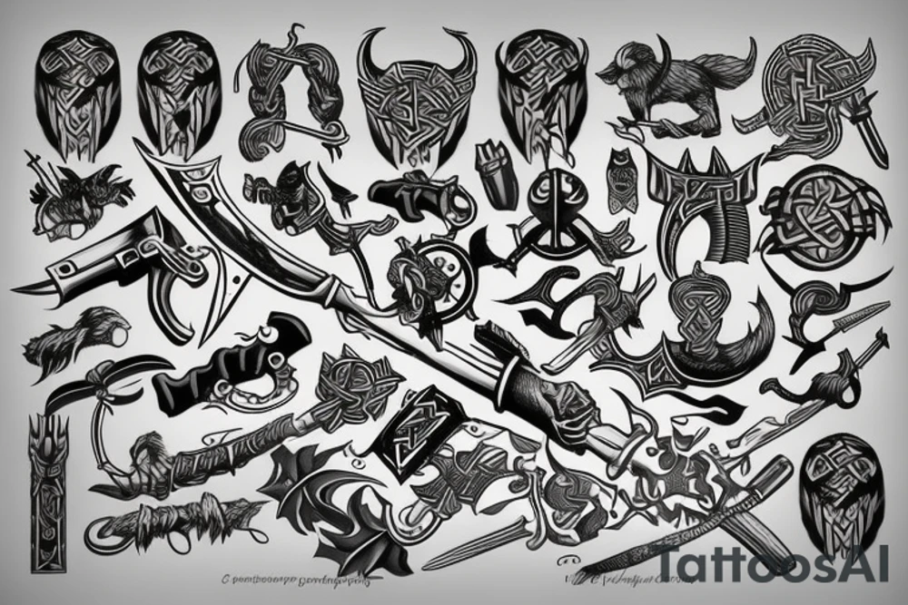 Norse viking guns tattoo idea
