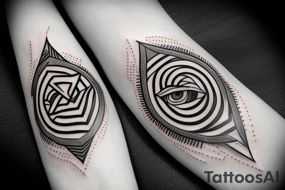 Eye of Providence entwined with rainforest branches tattoo idea