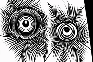 Eye of Providence entwined with rainforest branches tattoo idea