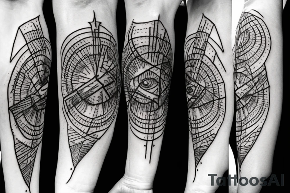 Eye of Providence entwined with rainforest branches tattoo idea
