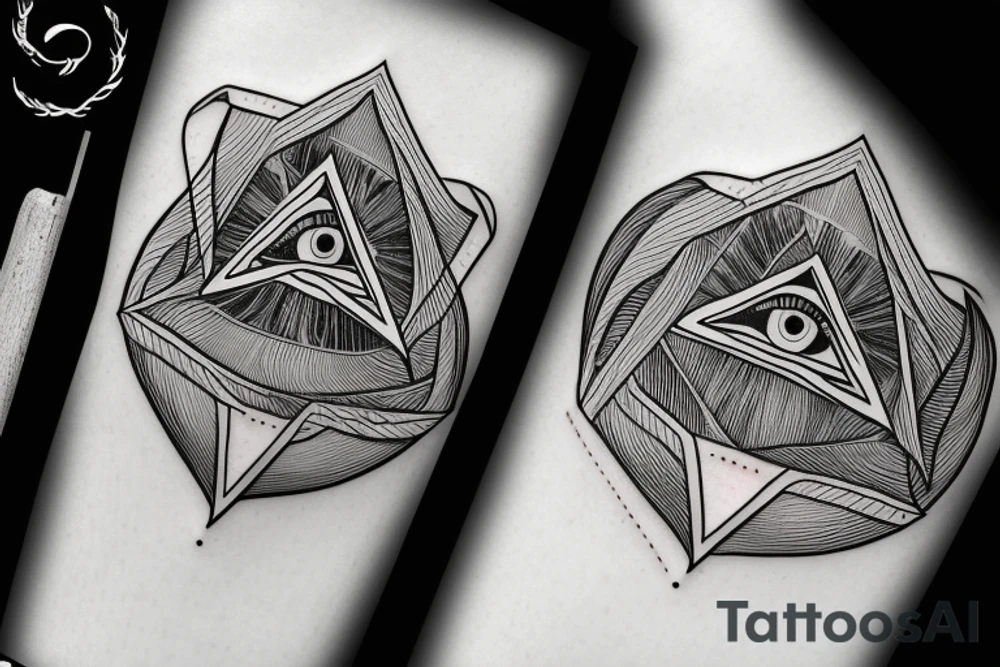 Eye of Providence entwined with rainforest branches tattoo idea