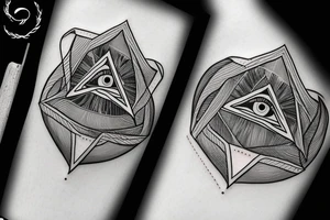 Eye of Providence entwined with rainforest branches tattoo idea