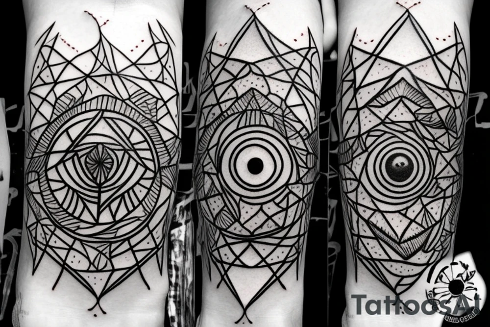 Eye of Providence entwined with rainforest branches tattoo idea