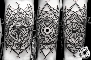 Eye of Providence entwined with rainforest branches tattoo idea