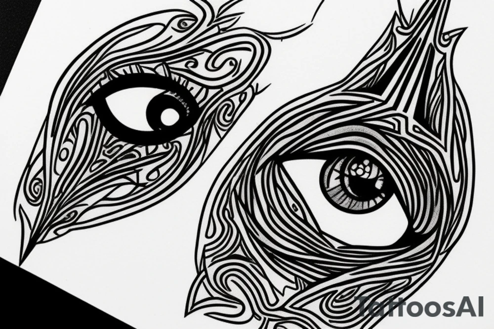 Eye of Providence entwined with rainforest branches tattoo idea
