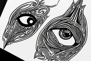 Eye of Providence entwined with rainforest branches tattoo idea