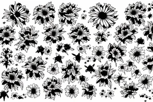 Sunrise rose garden violet daisy tattoo idea
