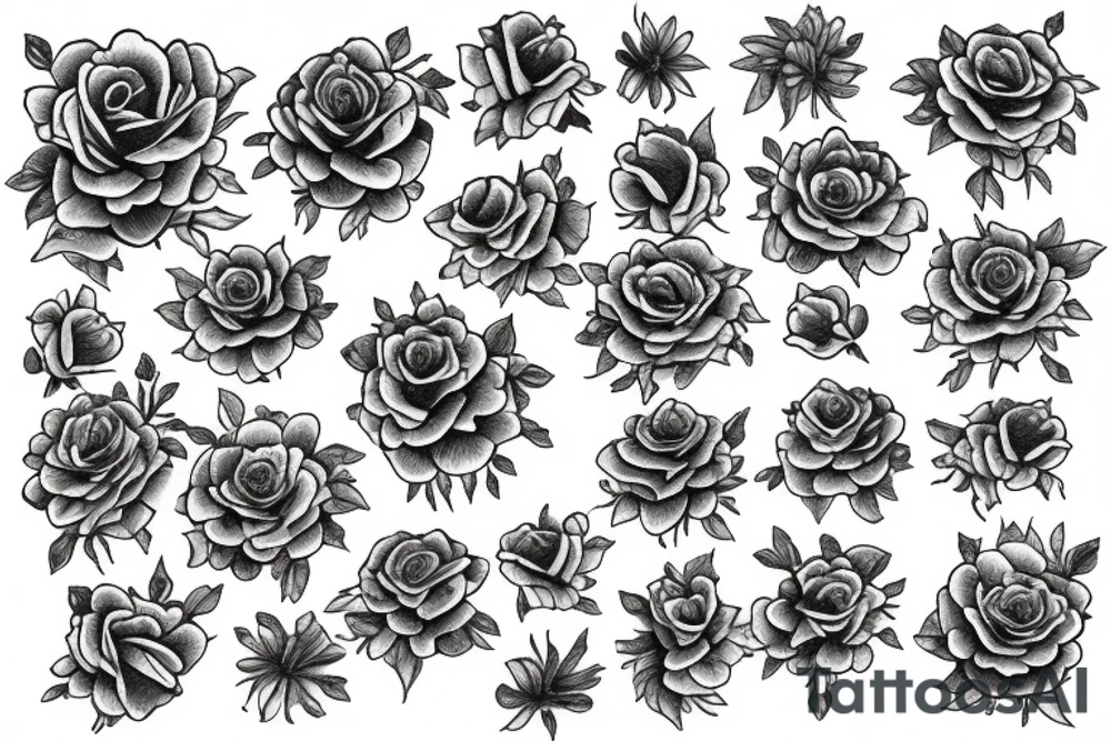 Sunrise rose garden violet daisy tattoo idea