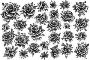 Sunrise rose garden violet daisy tattoo idea