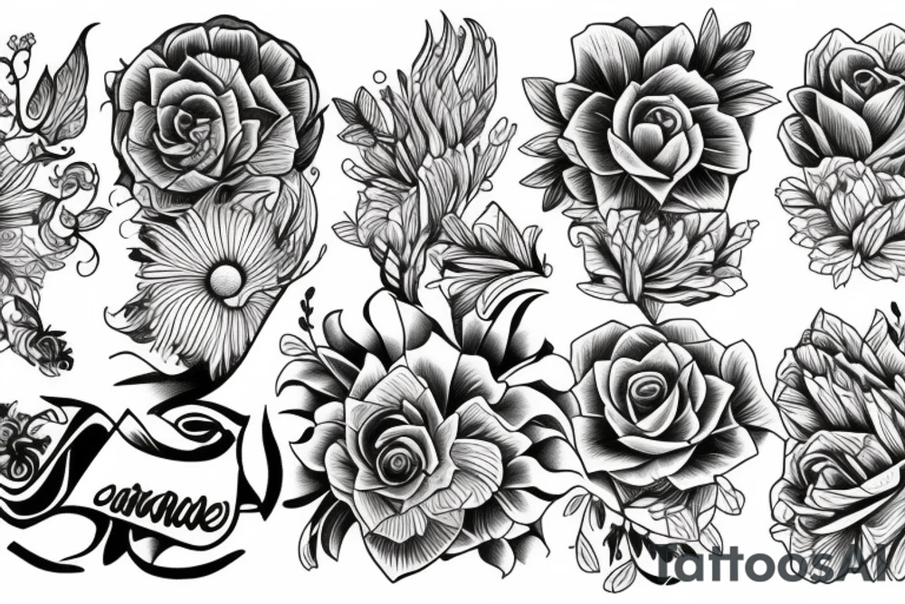 Sunrise garden tattoo idea