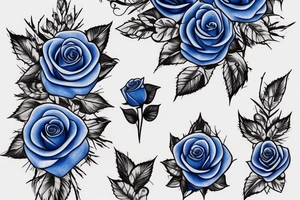 can you make me a tattoo design that has 2 blue roses on the shoulder and thorns coming out of it down the arm tattoo idea