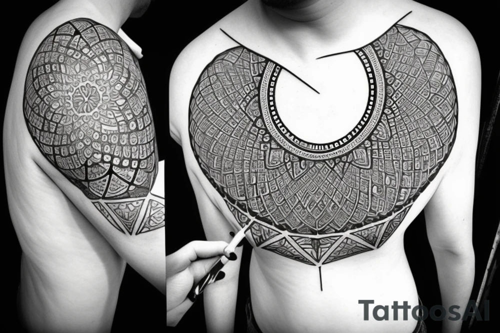 A big round mandala covering the shoulder tattoo idea