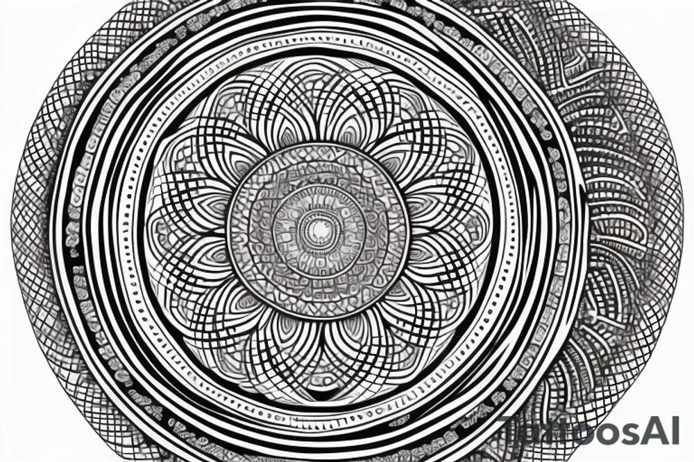 A big round mandala covering the shoulder tattoo idea