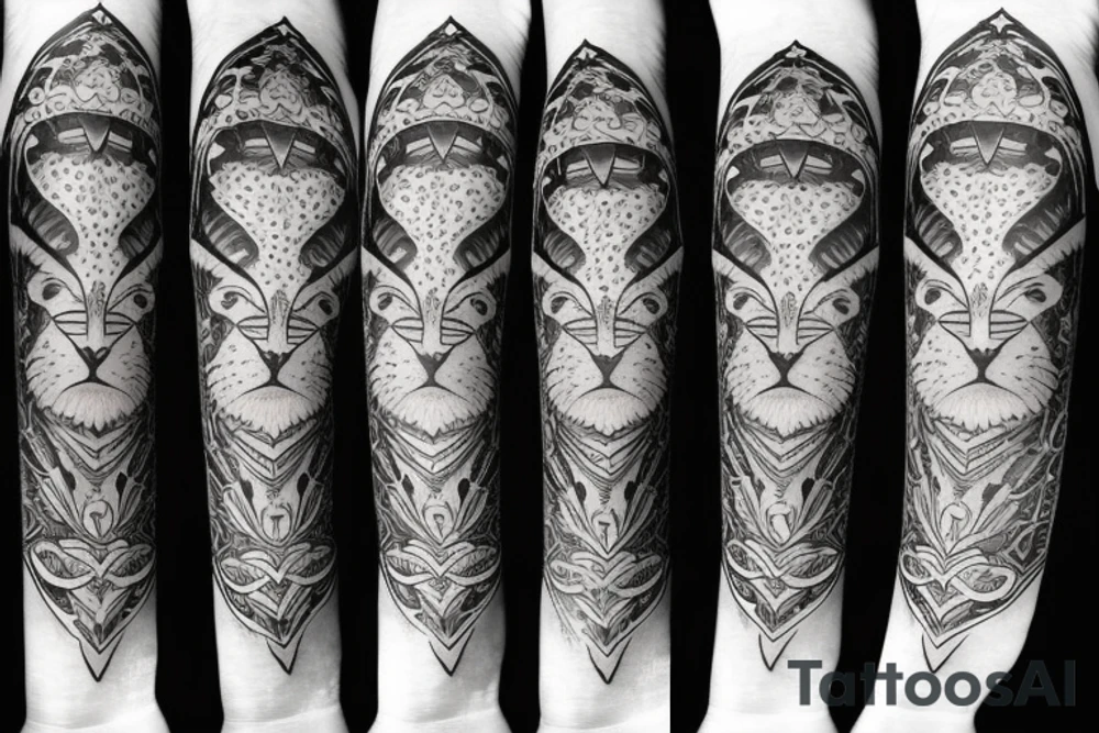 tattoo of moon and lion tattoo idea