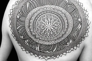 A big round mandala covering the shoulder tattoo idea