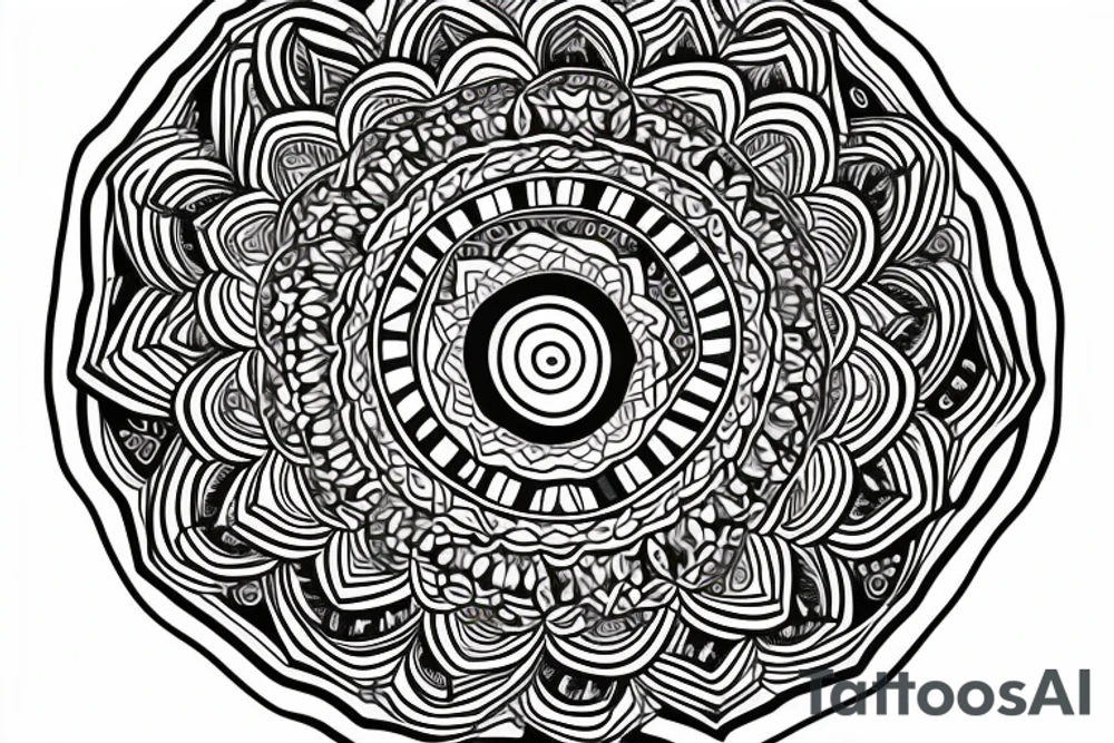 A big round mandala covering the shoulder tattoo idea