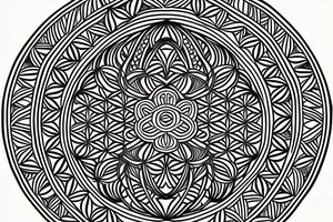 A big round mandala covering the shoulder implementing the flower of life tattoo idea