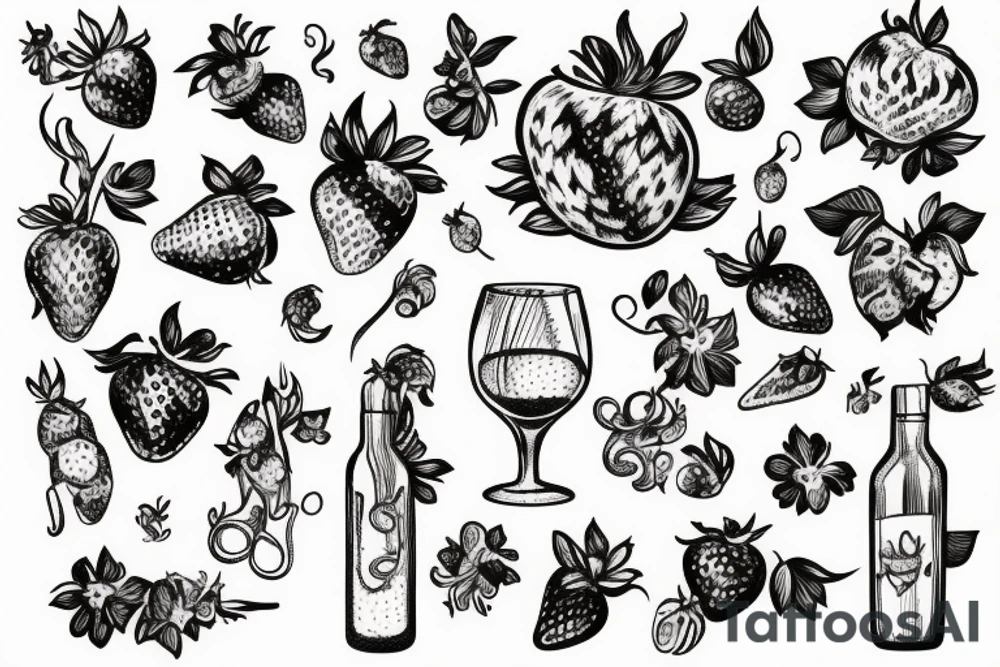 Strawberry wine tattoo idea