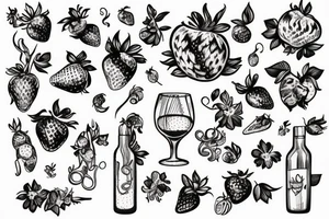 Strawberry wine tattoo idea
