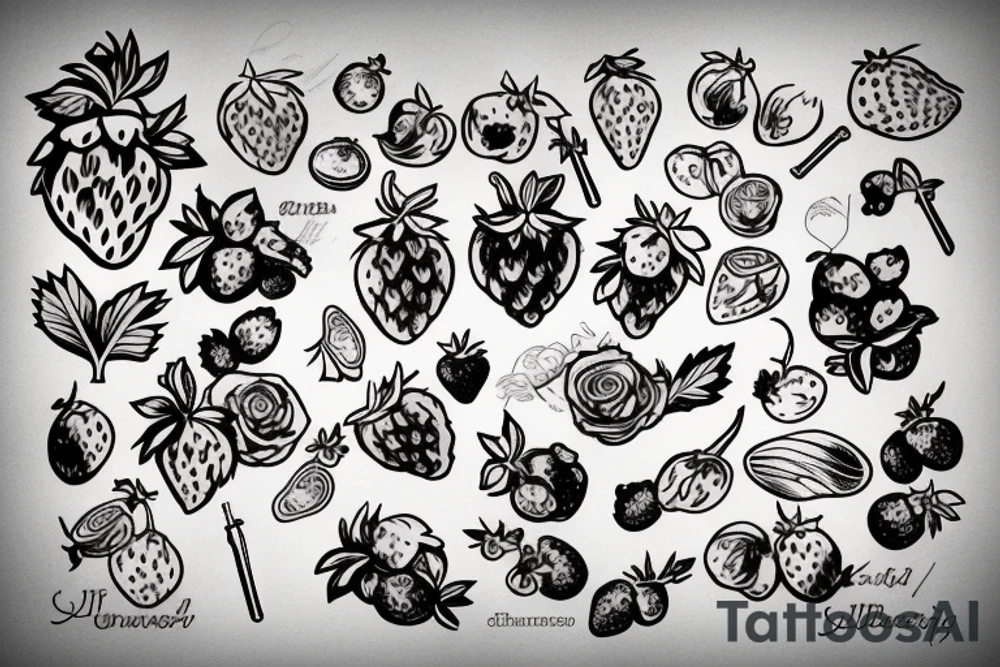 Strawberry, Wine tattoo idea