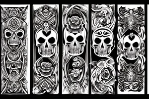 Tribal pattern skull on left half realistic skull on right half tattoo idea