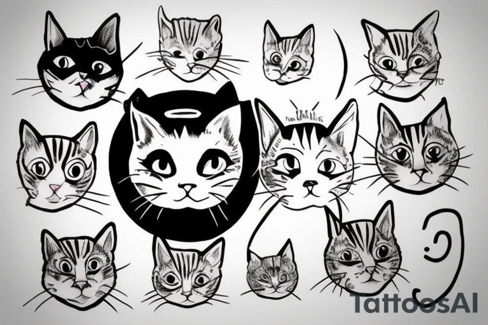 Cat with "+44" in His eyes tattoo idea