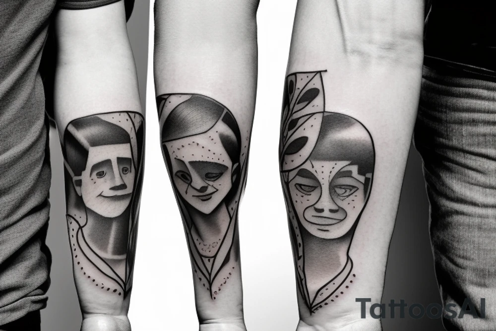 Father and 3 sons on a walk tattoo idea