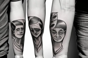 Father and 3 sons on a walk tattoo idea