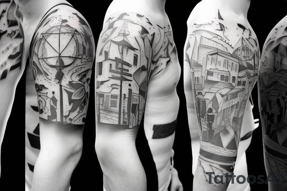 Father and 3 sons on a walk tattoo idea