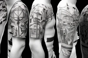 Father and 3 sons on a walk tattoo idea