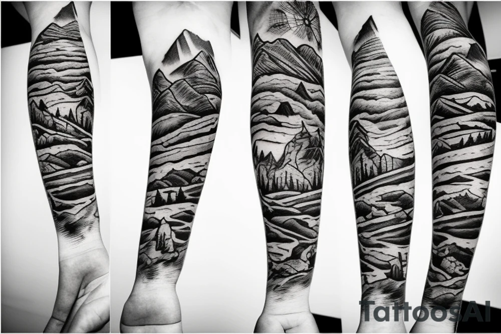 Mountains and music tattoo idea