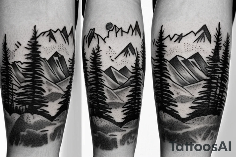 Mountains and music tattoo idea