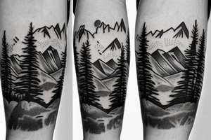 Mountains and music tattoo idea