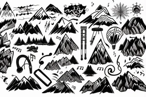 Mountains and music tattoo idea
