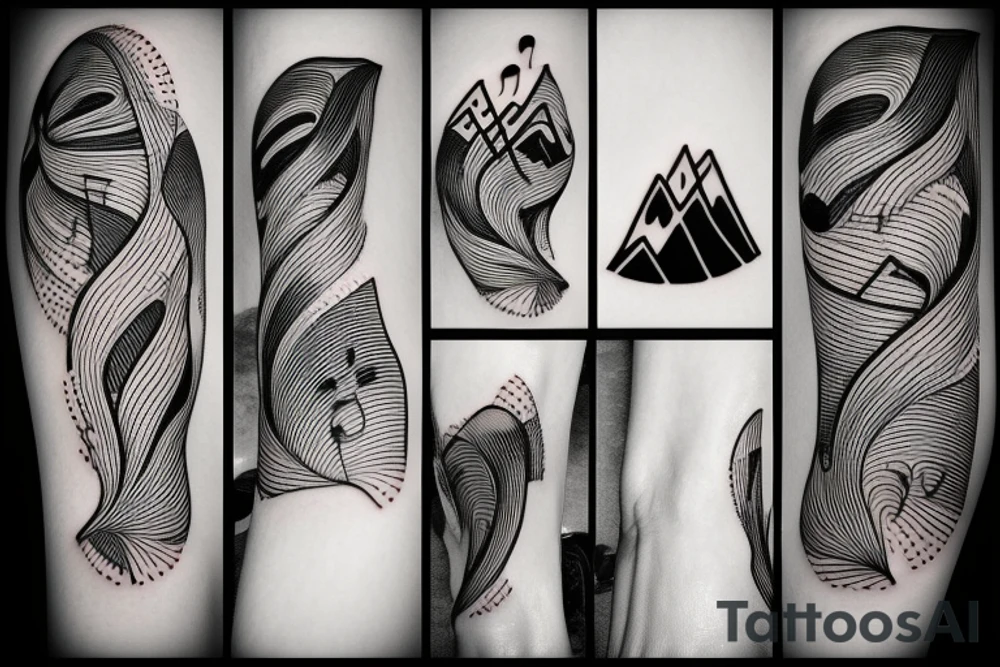 Mountains and music tattoo idea