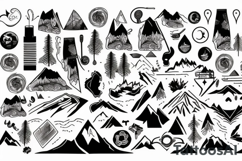 Mountains and music tattoo idea
