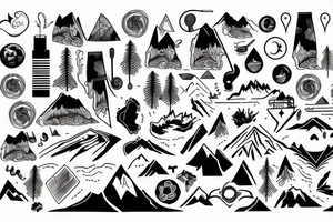 Mountains and music tattoo idea