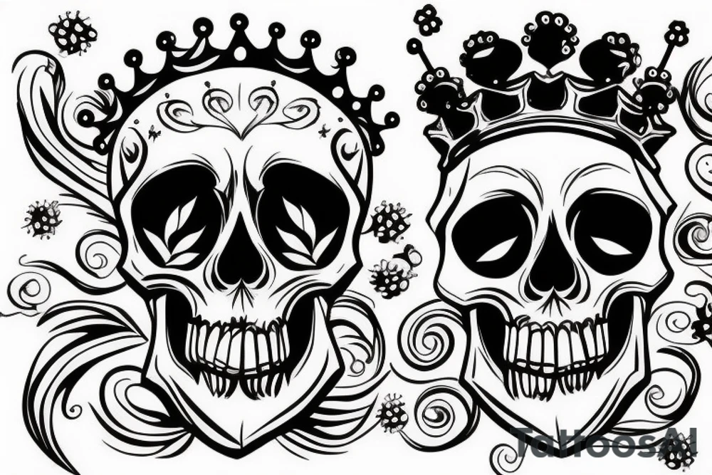 Skull with crown tattoo idea