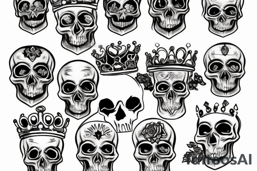 Skull with crown tattoo idea