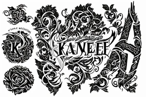 “Kane” written in elvish with a floral design tattoo idea