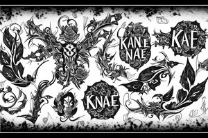 “Kane” written in elvish with a floral design tattoo idea